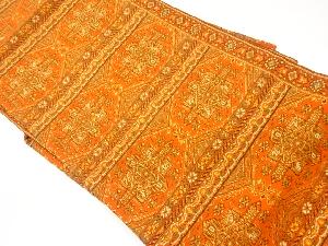 横段に華紋・草花・幾何学模様織出し名古屋帯